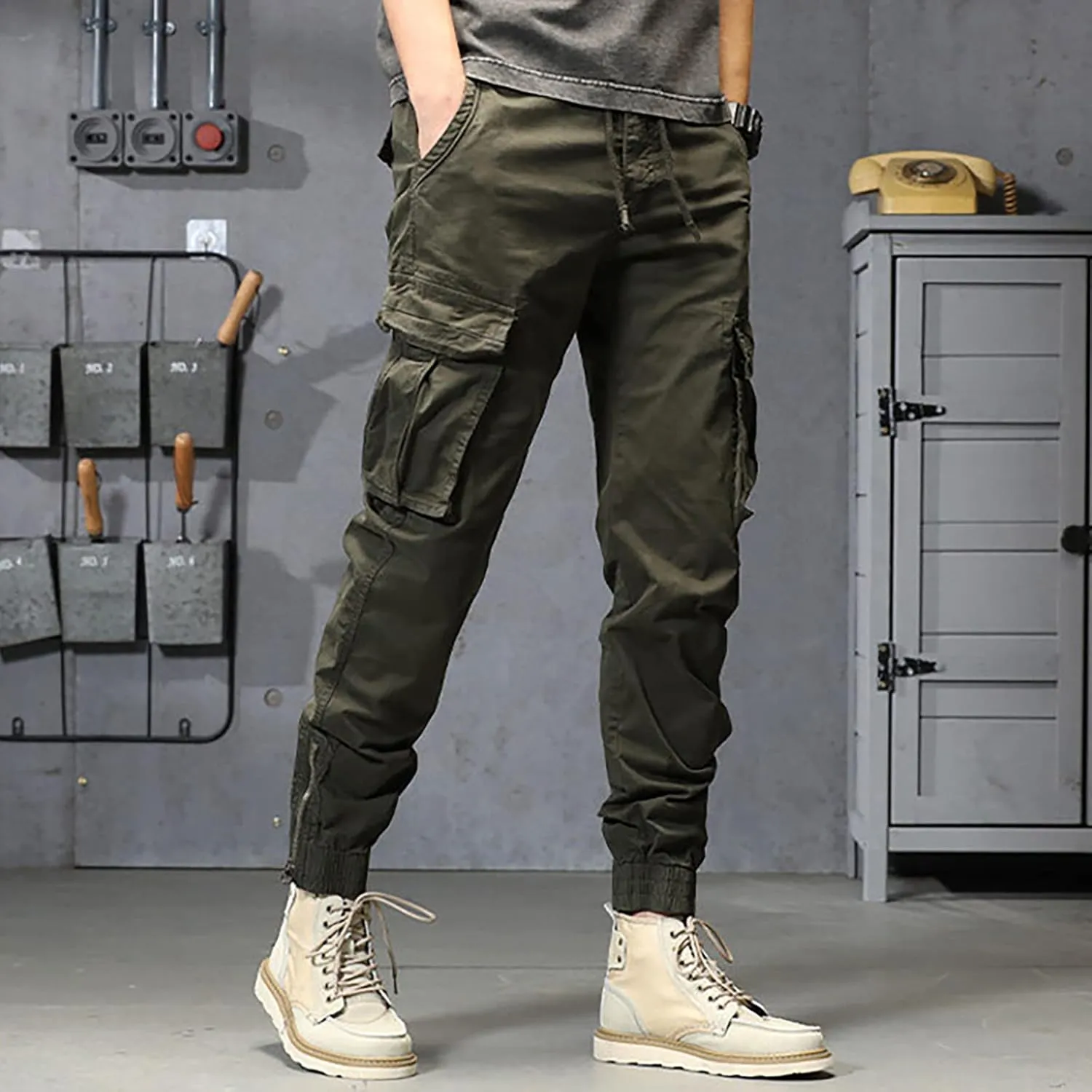 Work Pants for Men Slim Fit Men's Wild Cargo Pants Casual Joggers Sweatpants Outdoor Waterproof Hiking Work Pants