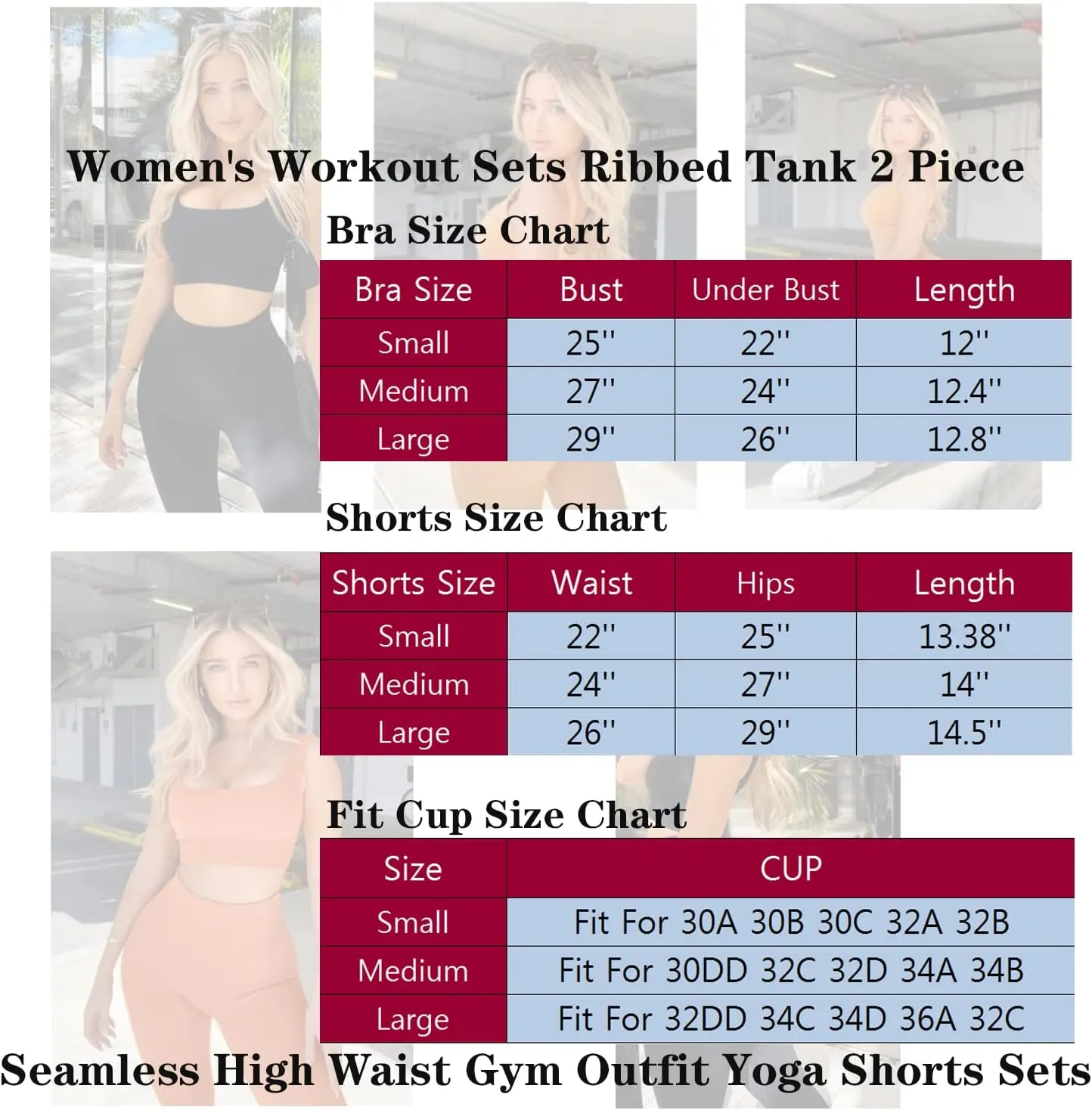 Workout Sets for Women 2 Piece Seamless Ribbed Crop Tank High Waist Shorts Yoga Outfits