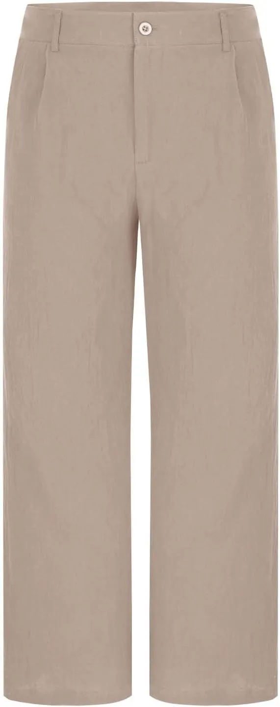 Xiaojmake Linen Pants for Men Casual Loose Fit Elastic Drawstring Waist Baggy Trousers Summer Straight Beach Pant Lightweight
