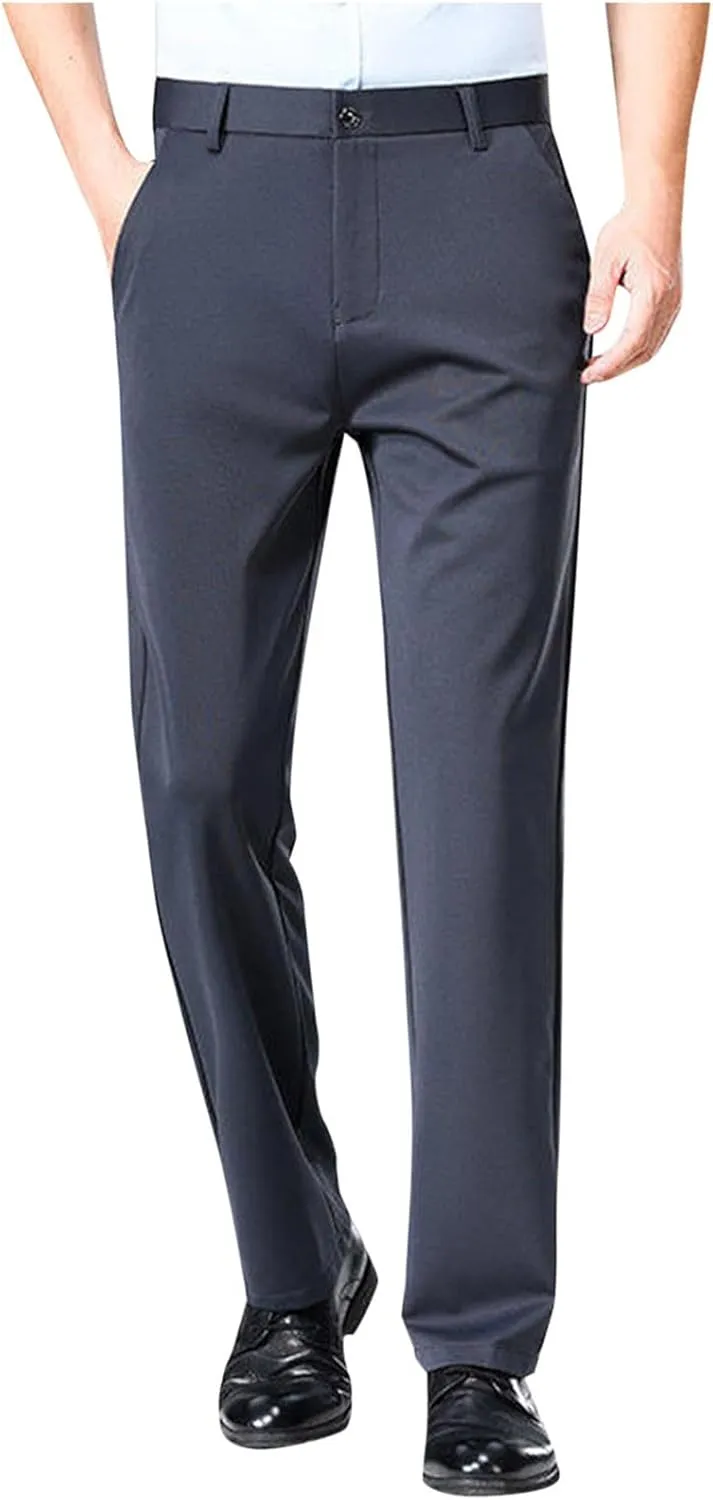 Xiaojmake Men's Slim Fit Dress Pants Stretch Business Suit Pant Casual Golf Formal Tuxedo Pants Flat Front Work Slacks