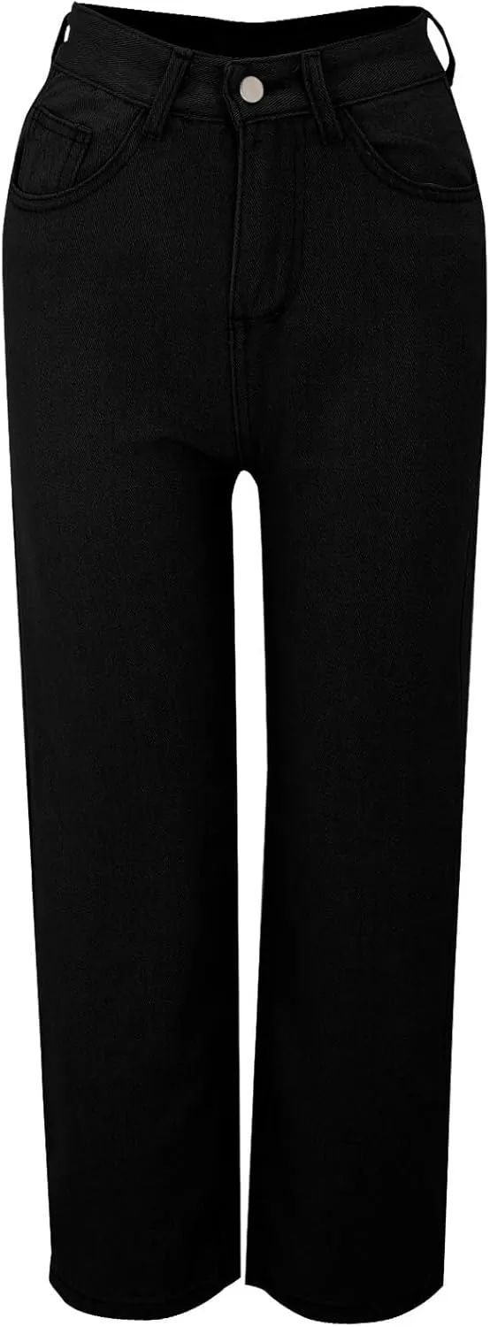 XOWRTE Women's High Waisted Wide Leg Jeans Slimming Drag Straight Leg with Vintage American Drop Pants Denim