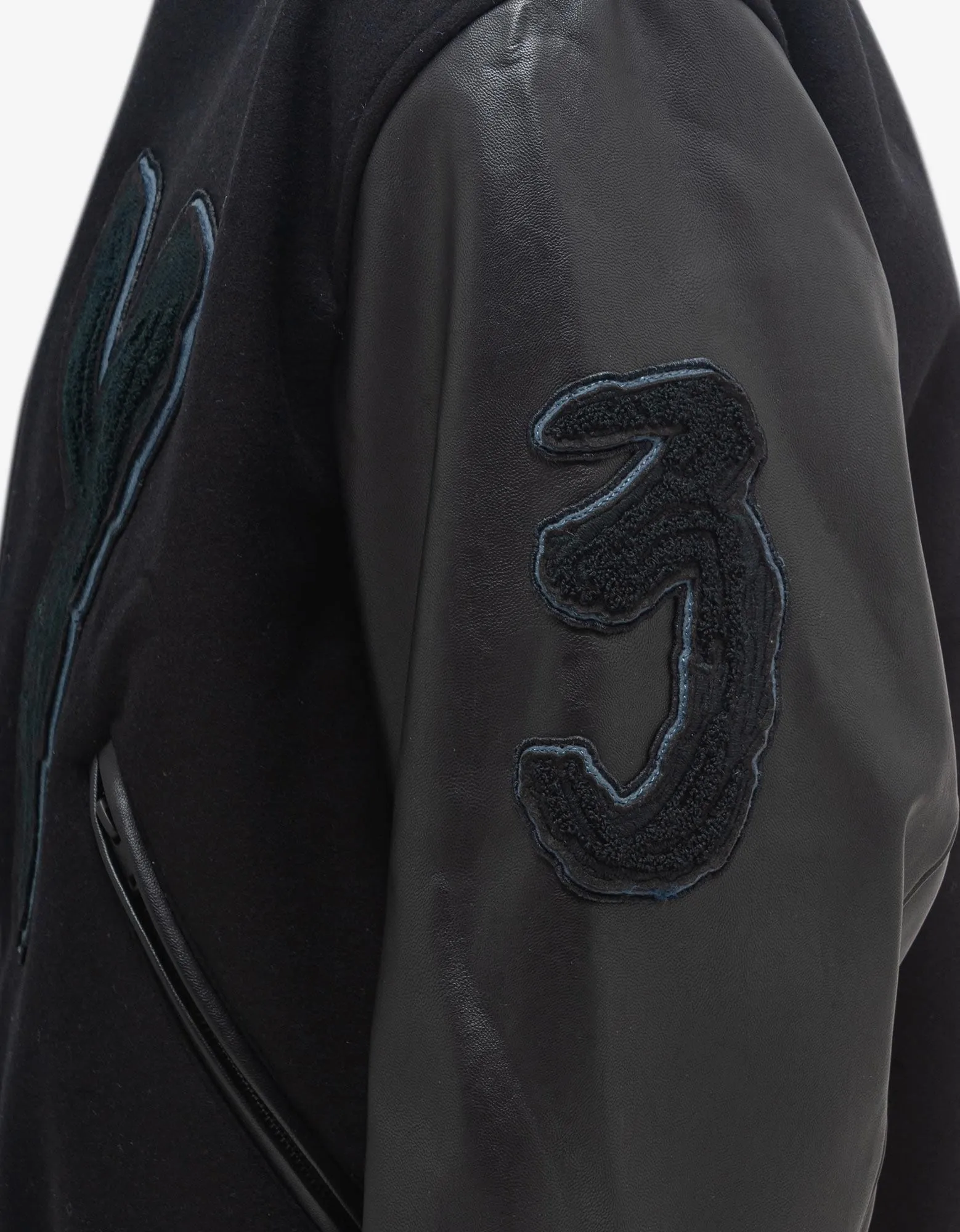 Y-3 Black Brushstroke Logo Letterman Jacket