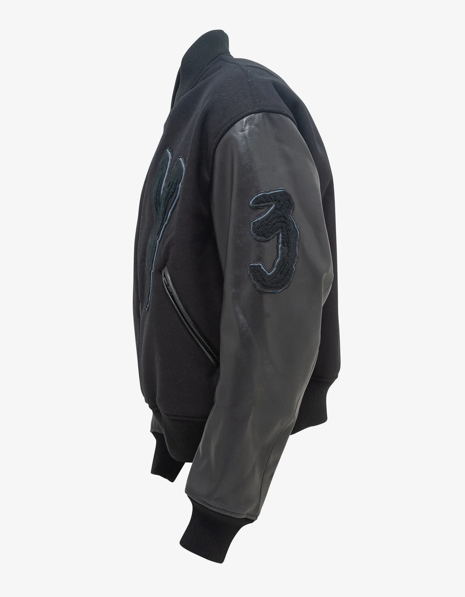 Y-3 Black Brushstroke Logo Letterman Jacket