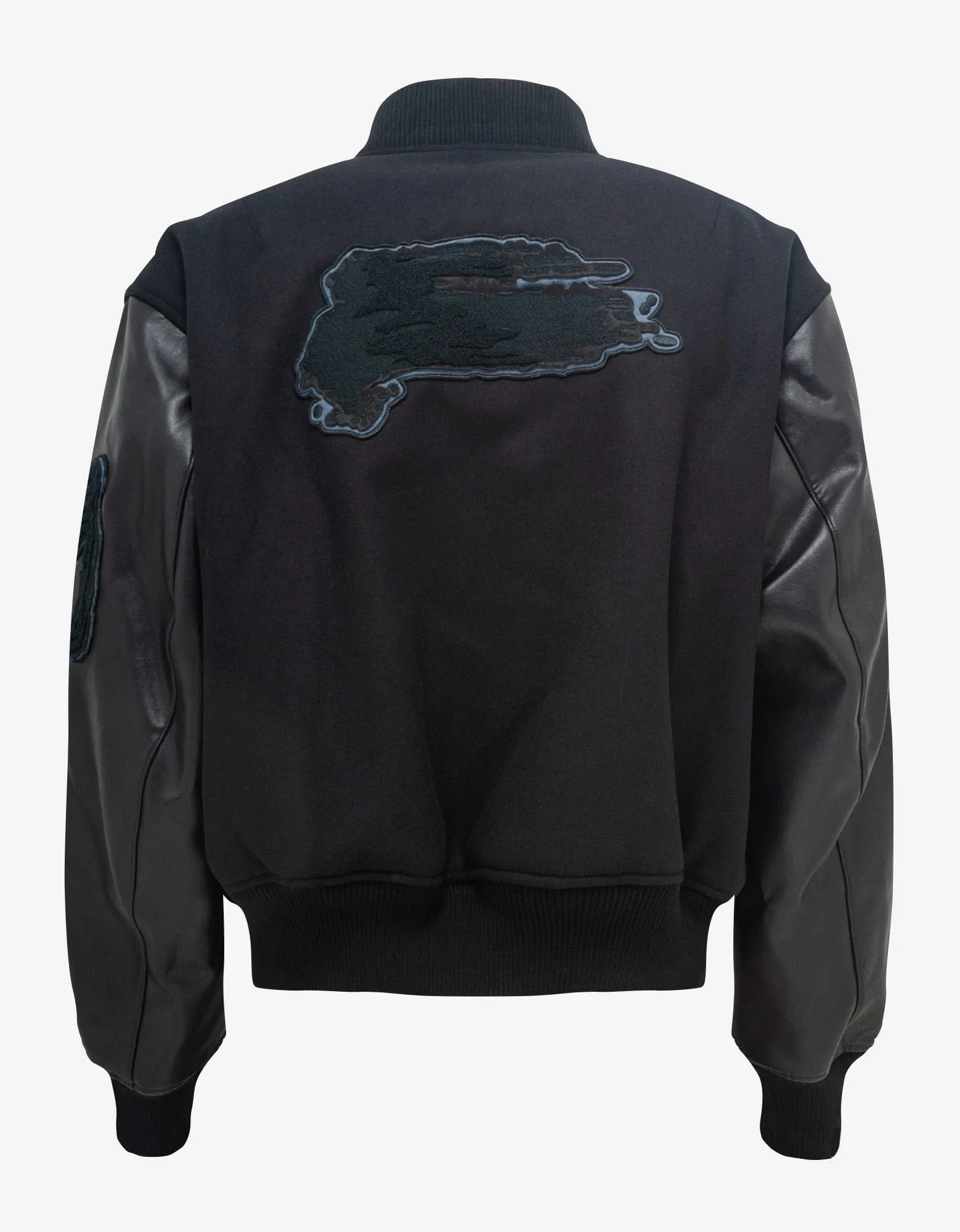 Y-3 Black Brushstroke Logo Letterman Jacket