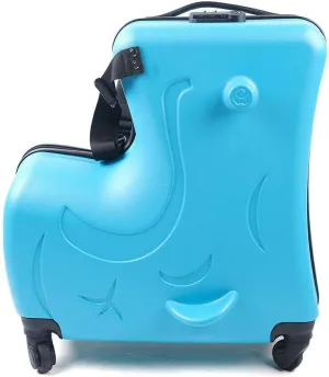 YIYIBYUS 20" Kids' Suitcase Scooter,Children's Trolley Case Travel Box Scooter Rolling Suitcase Ride on ABS Luggage Suitcase Waterproof (Blue)