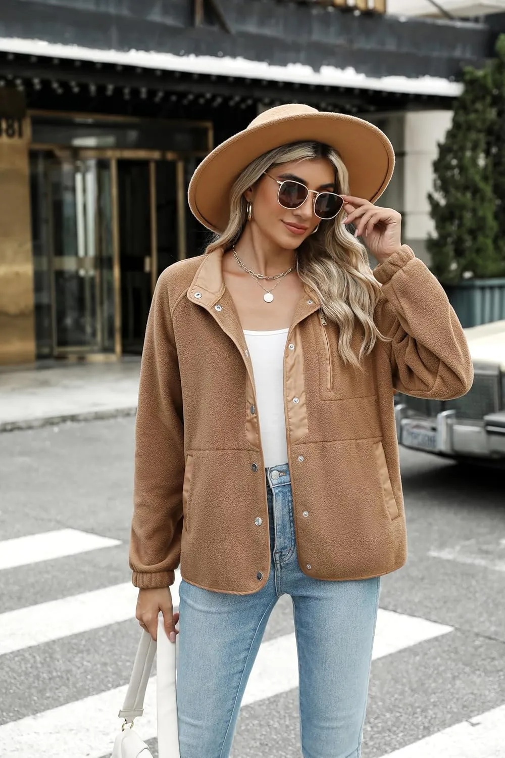 Zeagoo Women's Cozy Fleece Jacket Western Aztec Print Button Down Coat with Pockets Casual Warm Outwear 2024
