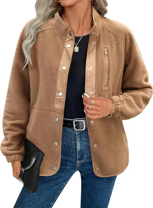 Zeagoo Women's Cozy Fleece Jacket Western Aztec Print Button Down Coat with Pockets Casual Warm Outwear 2024