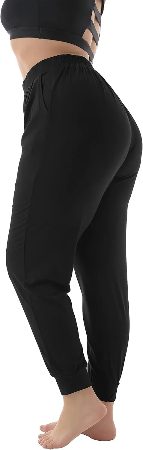 ZERDOCEAN Women's Plus Size Casual Lounge Pants Stretchy Relaxed Jogger Yoga Pants with Pockets