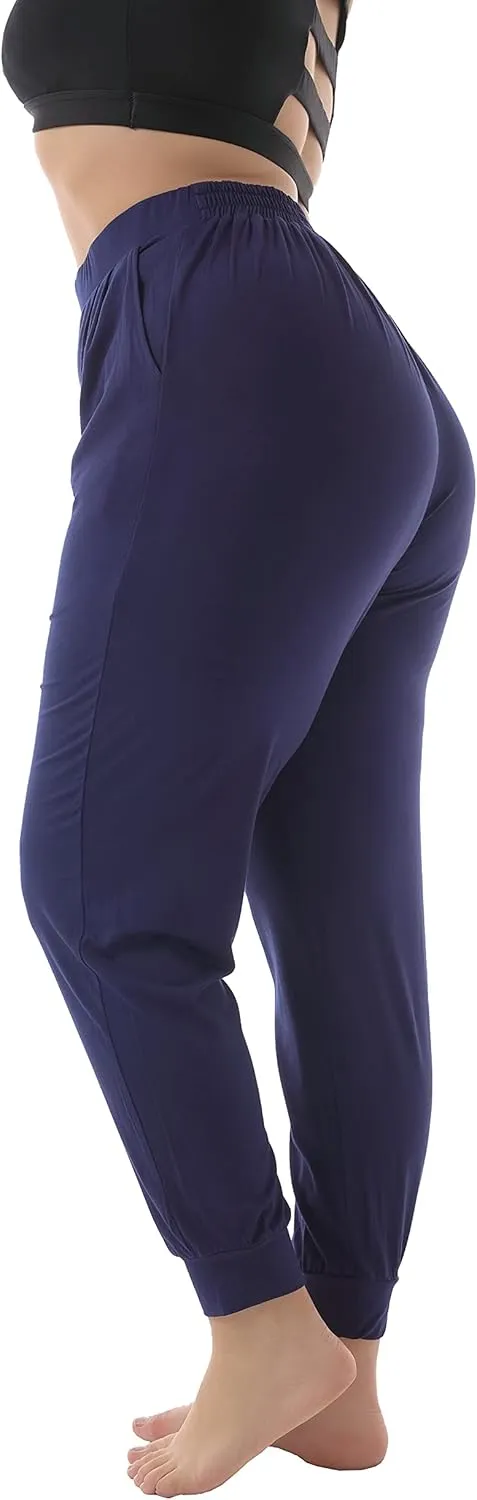 ZERDOCEAN Women's Plus Size Casual Lounge Pants Stretchy Relaxed Jogger Yoga Pants with Pockets