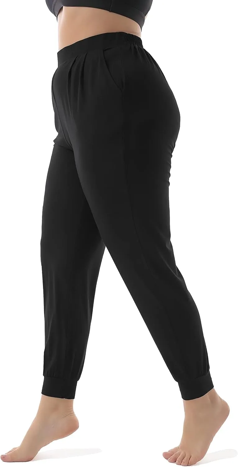 ZERDOCEAN Women's Plus Size Casual Lounge Pants Stretchy Relaxed Jogger Yoga Pants with Pockets