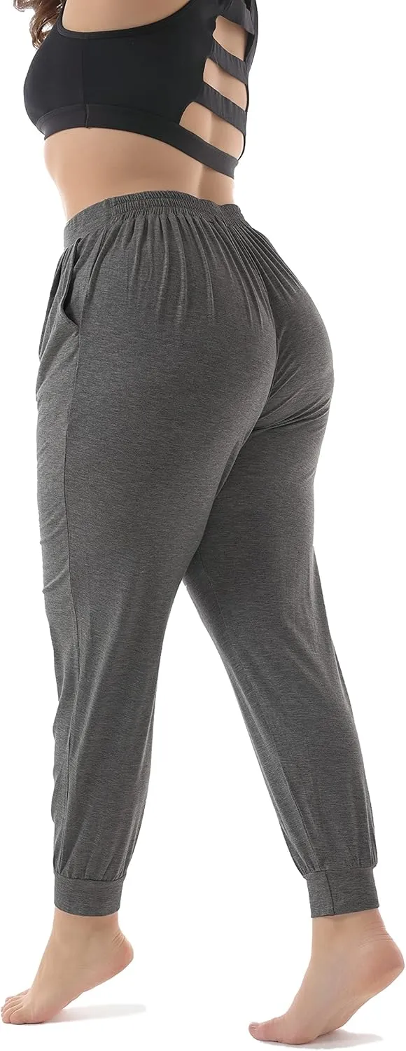 ZERDOCEAN Women's Plus Size Casual Lounge Pants Stretchy Relaxed Jogger Yoga Pants with Pockets