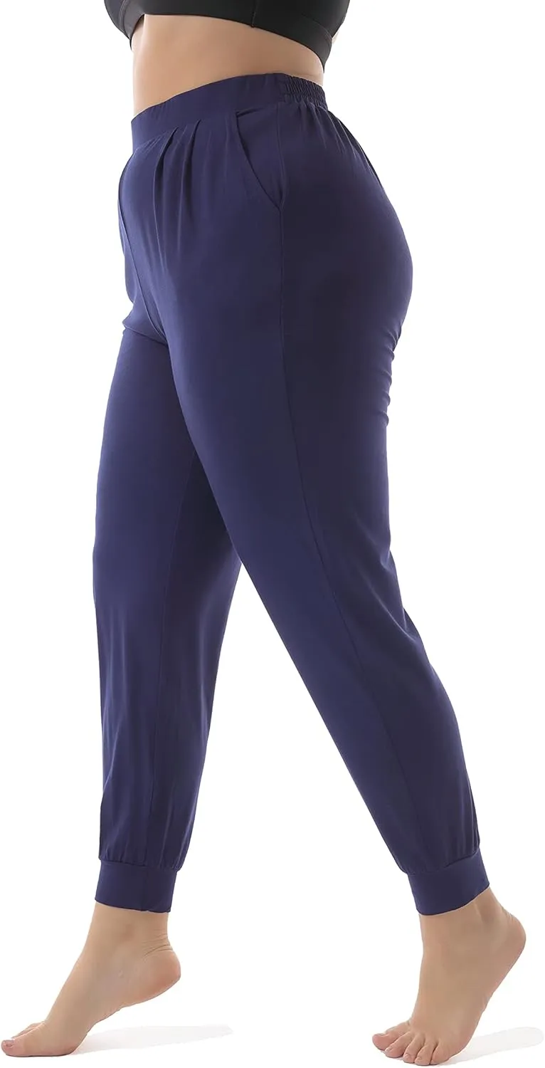 ZERDOCEAN Women's Plus Size Casual Lounge Pants Stretchy Relaxed Jogger Yoga Pants with Pockets